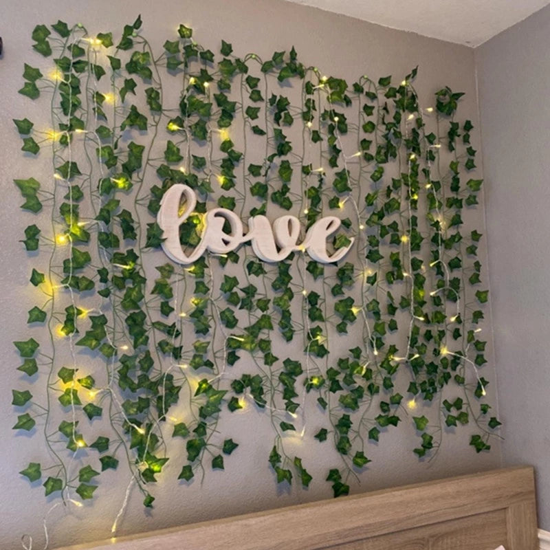 Cascata de Folhagem com Micro LED - Decoração Encantadora