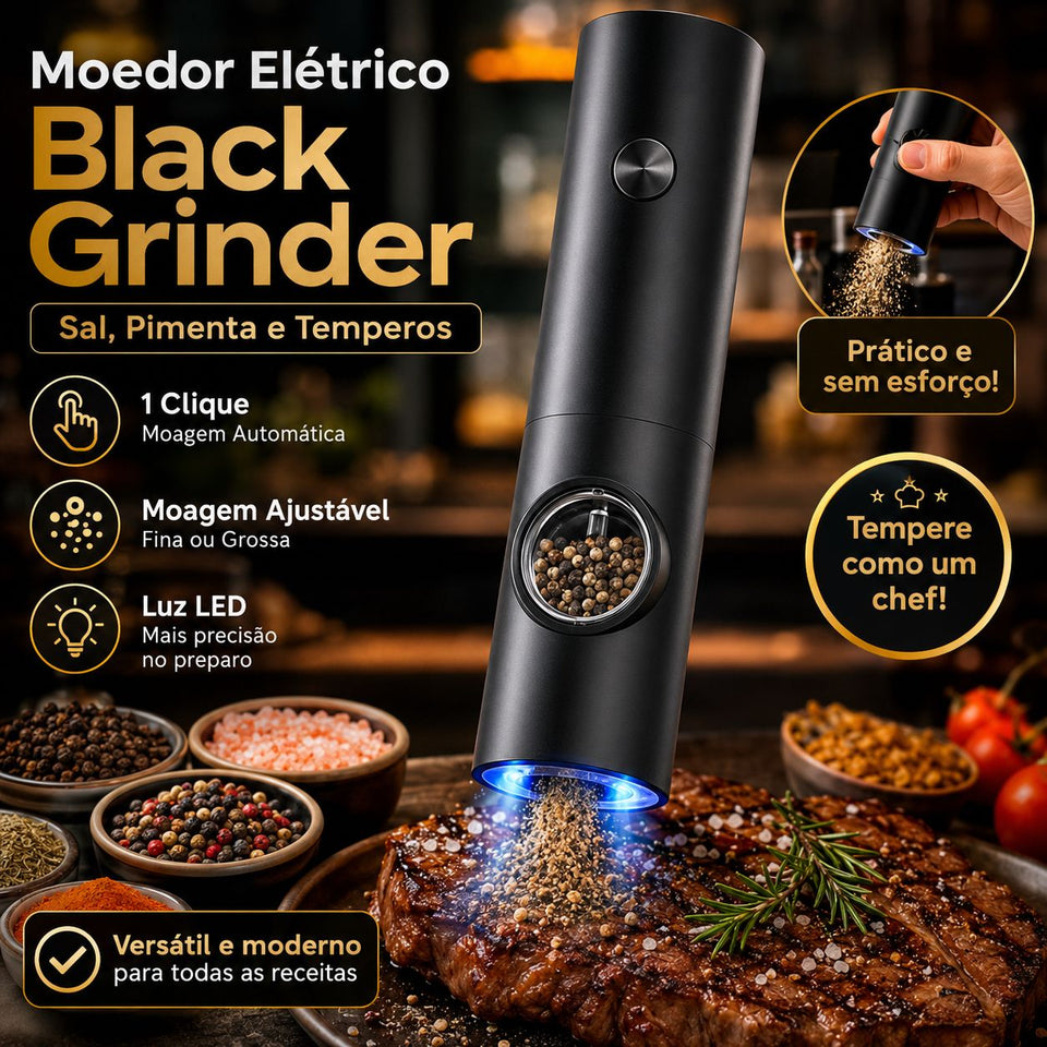 Moedor Elétrico de Condimentos, Sal e Pimenta - Black Grinder