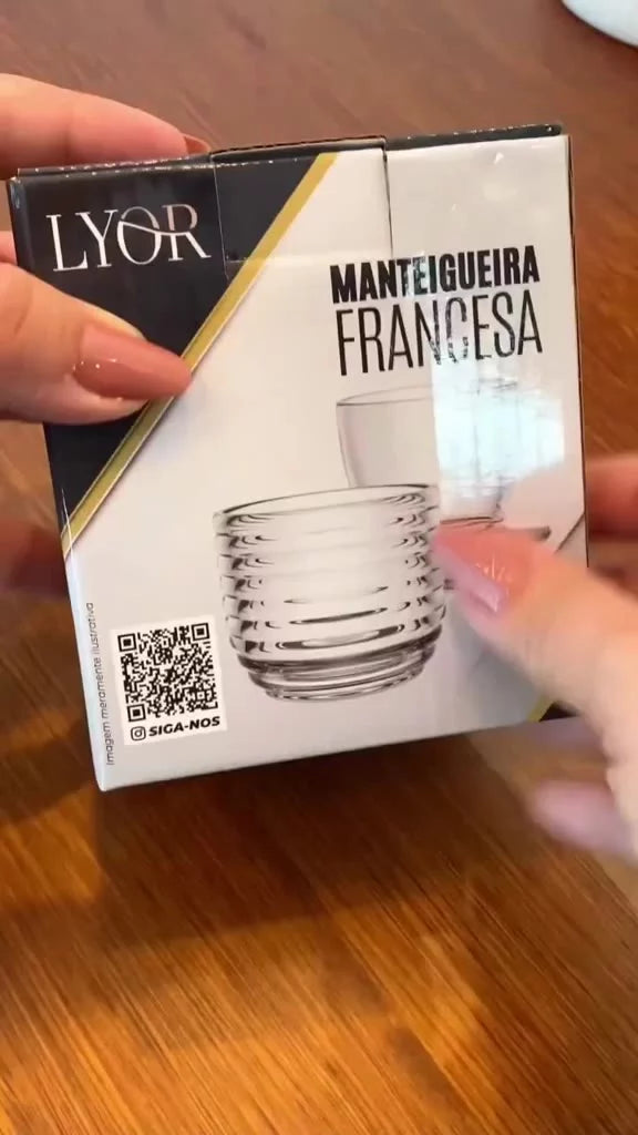🍯 Manteigueira Francesa de Vidro Colmeia Lyor – Sabor e Elegância à Mesa