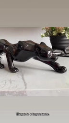 Pantera Negra P Preto Brilho Escultura Luxo Escritório Sala