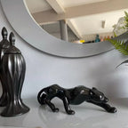 Pantera Negra P Preto Brilho Escultura Luxo Escritório Sala
