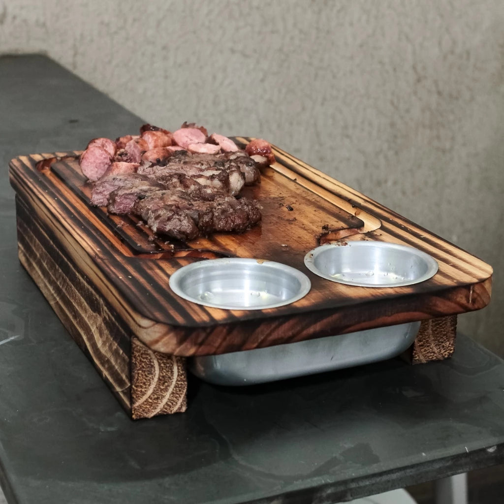 Tábua Gourmet – Com Gaveta e 2 Potes para Churrasco