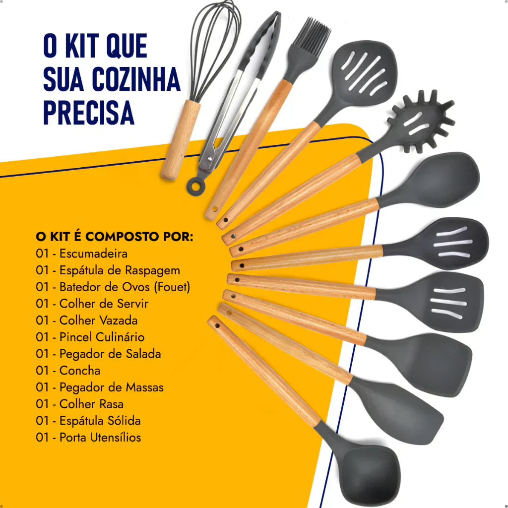 Kit Utensílios de Cozinha em Silicone