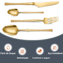 Faqueiro Luxo Premium Gold 24 Peças - Textura Esculpida