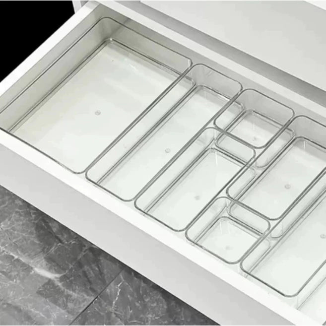 kit  5/7 Organizadores Multiuso para Gavetas, Armários, Geladeiras Potes em Acrílico