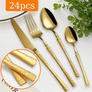 Faqueiro Luxo Premium Gold 24 Peças - Textura Esculpida