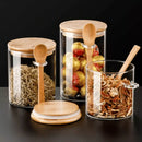 Kit de Potes de Vidro Borossilicato e Tampa de Bambu