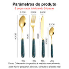 Faqueiro Luxo Premium Gold 24 Peças - Textura Esculpida