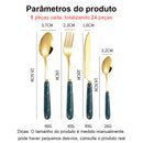 Faqueiro Luxo Premium Gold 24 Peças - Textura Esculpida
