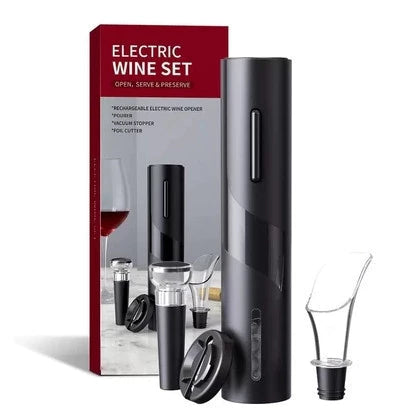 Kit Abridor de Vinho Elétrico 4 em 1: Praticidade e Requinte em Cada Taça
